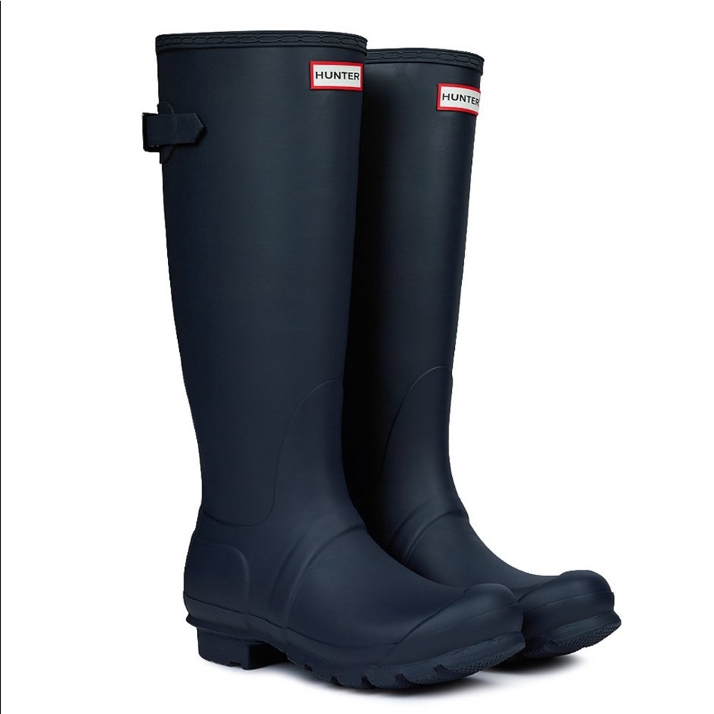 Navy blue hunter rain boots